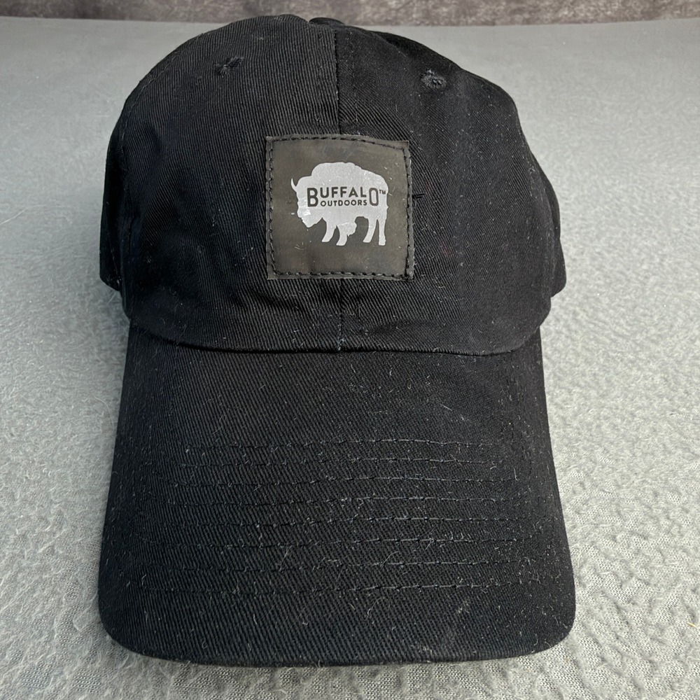 Buffalo Outdoors Mens Black Cotton Adjustable Strapback Baseball Dad Hat Cap